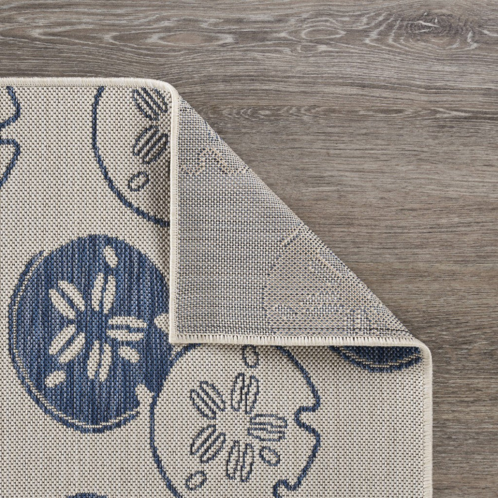 8" x 10" Navy Sand Dollar Indoor Outdoor Area Rug