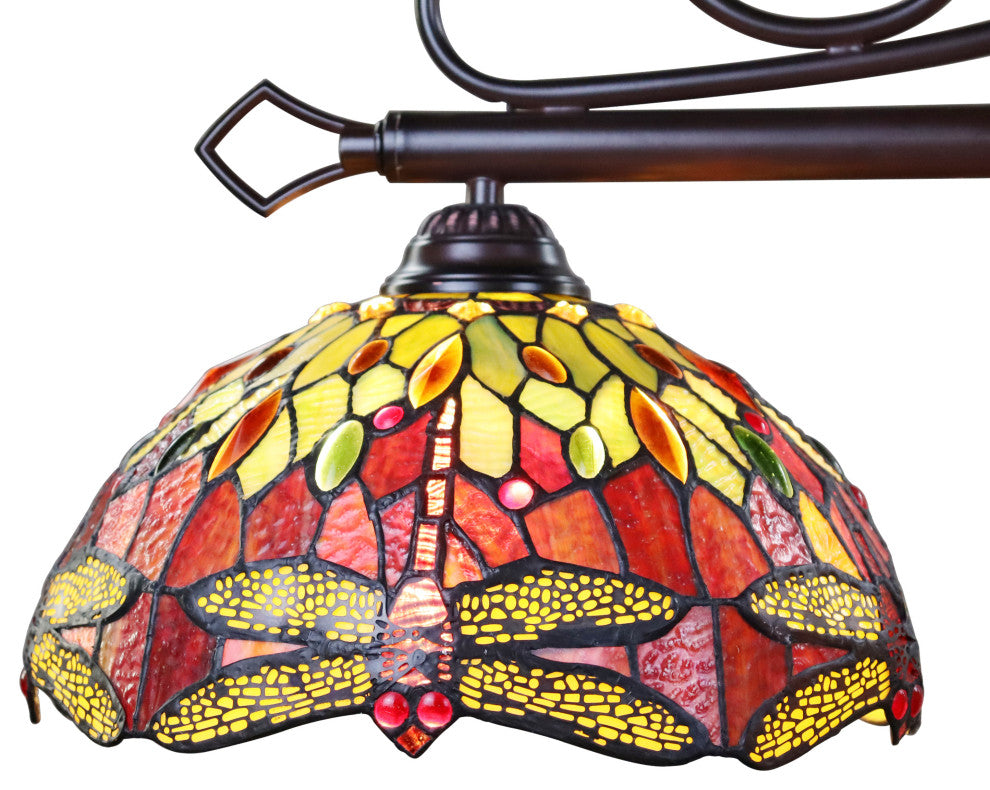 Empress Dragonfly Tiffany-Style Dark Bronze 3 Light Island Pendant 48" Wide