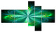 Green Fractal Flower Blooming, Abstract Canvas Art Print, 60"x32", 5 panels
