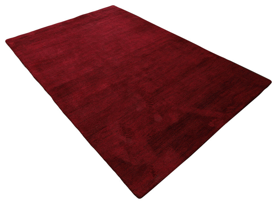 Hand Knotted Loom Silk Mix Area Rug Solid Dark Red, [Rectangle] 8'x11'