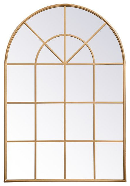 Macey Metal Windowpane Mirror, 36"x53", Brass