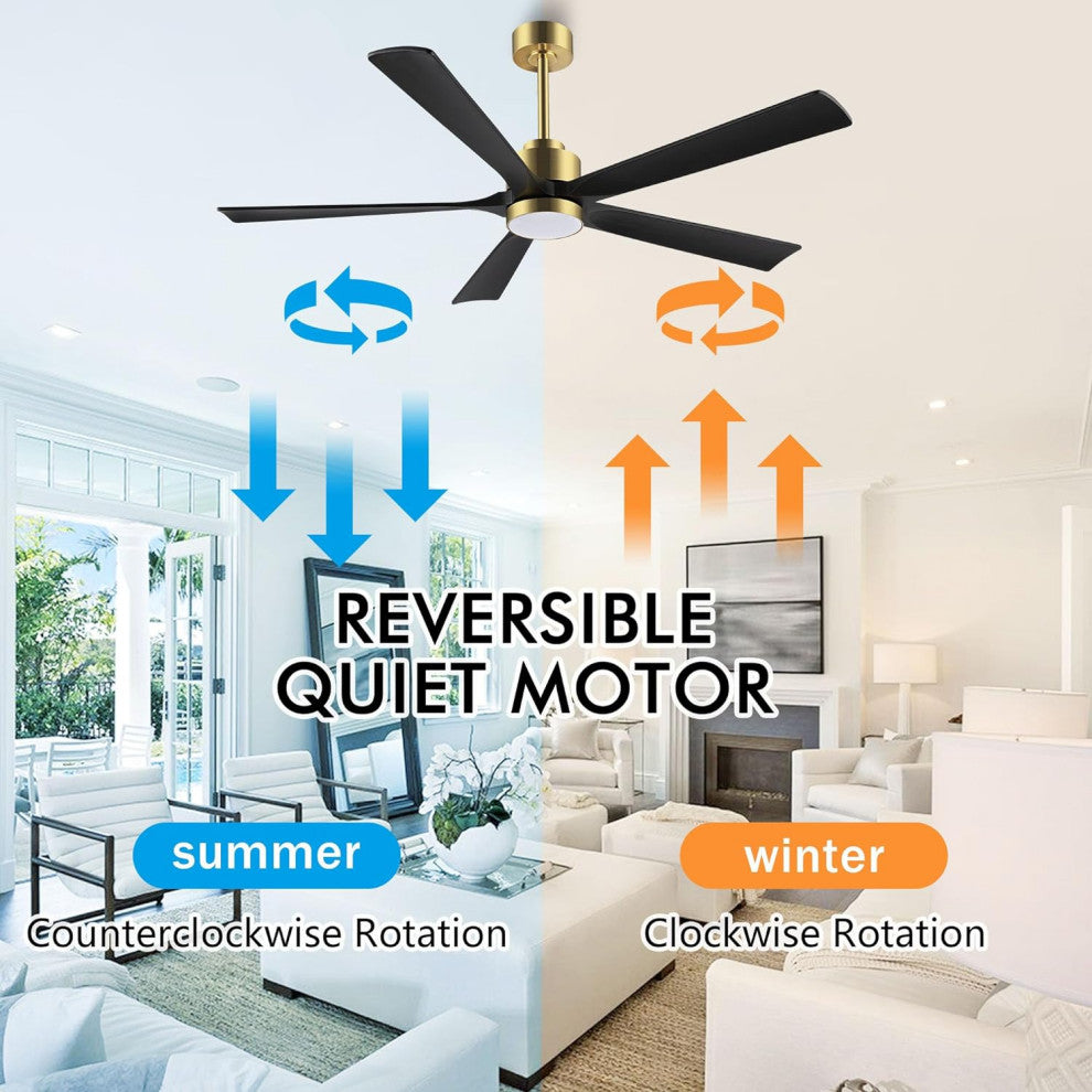 60 in LED Gold Ceiling Fan with Remote and Reversible DC Motor