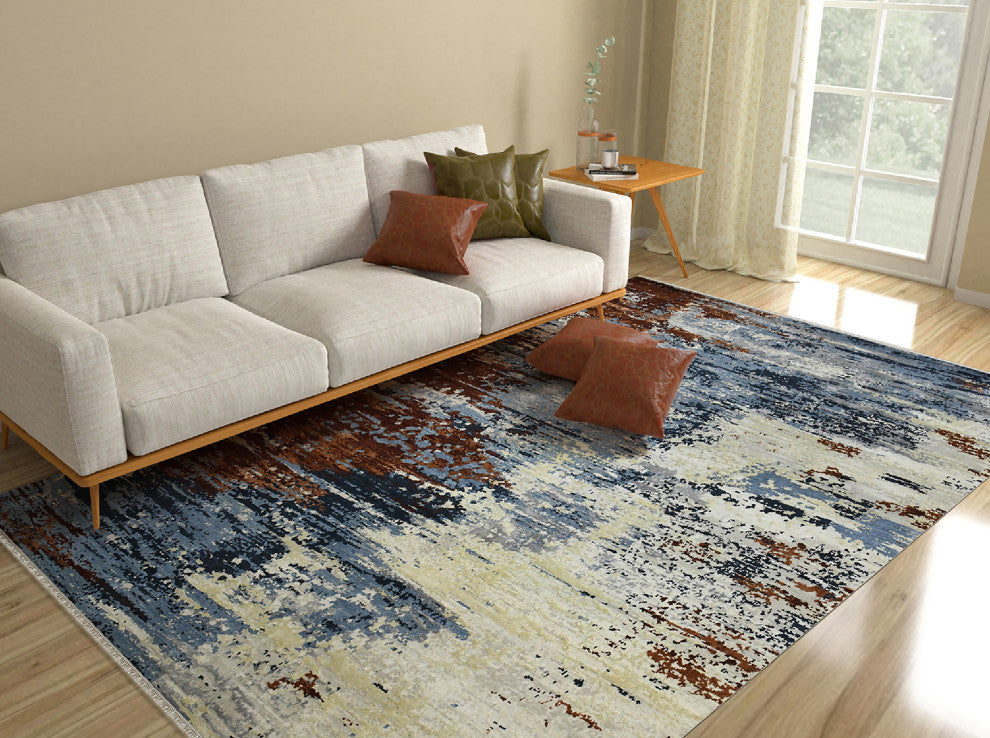 Hermitage Beatrice Area Rug, Blue, 10' x 14', Abstract