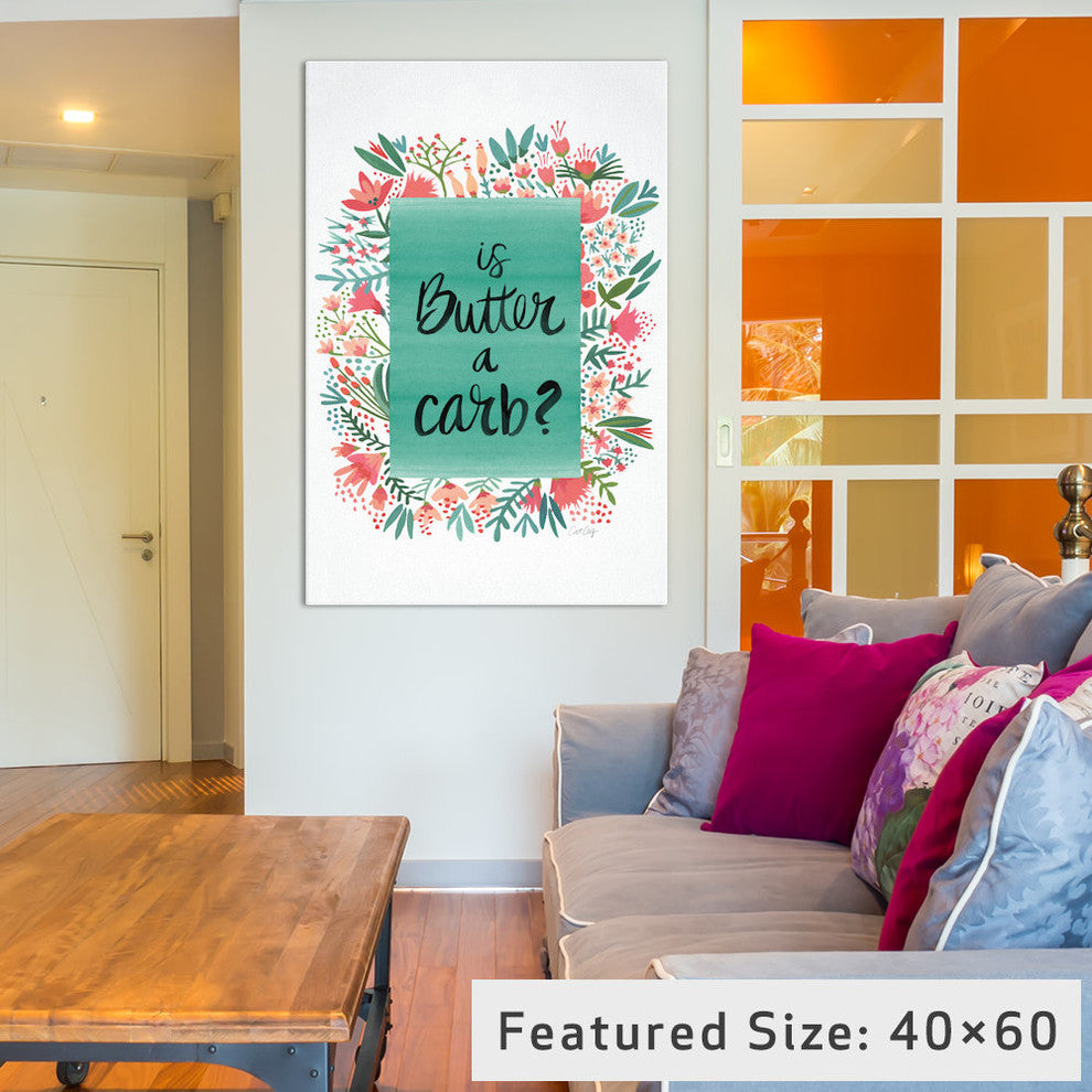"Butter Carb Flowers White Artprint" by Cat Coquillette, 40x26x1.5