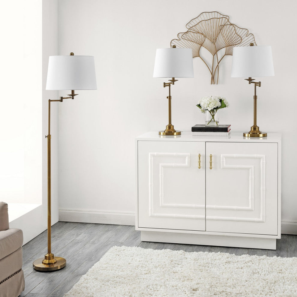 Safavieh Nadia Floor And Table Lamp Set of 3 Brass Gold
