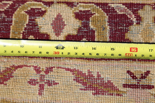 Consigned, Indian Handmade Antique Agra Worn Oriental Rug, Yellow, 12'6"X9'10"