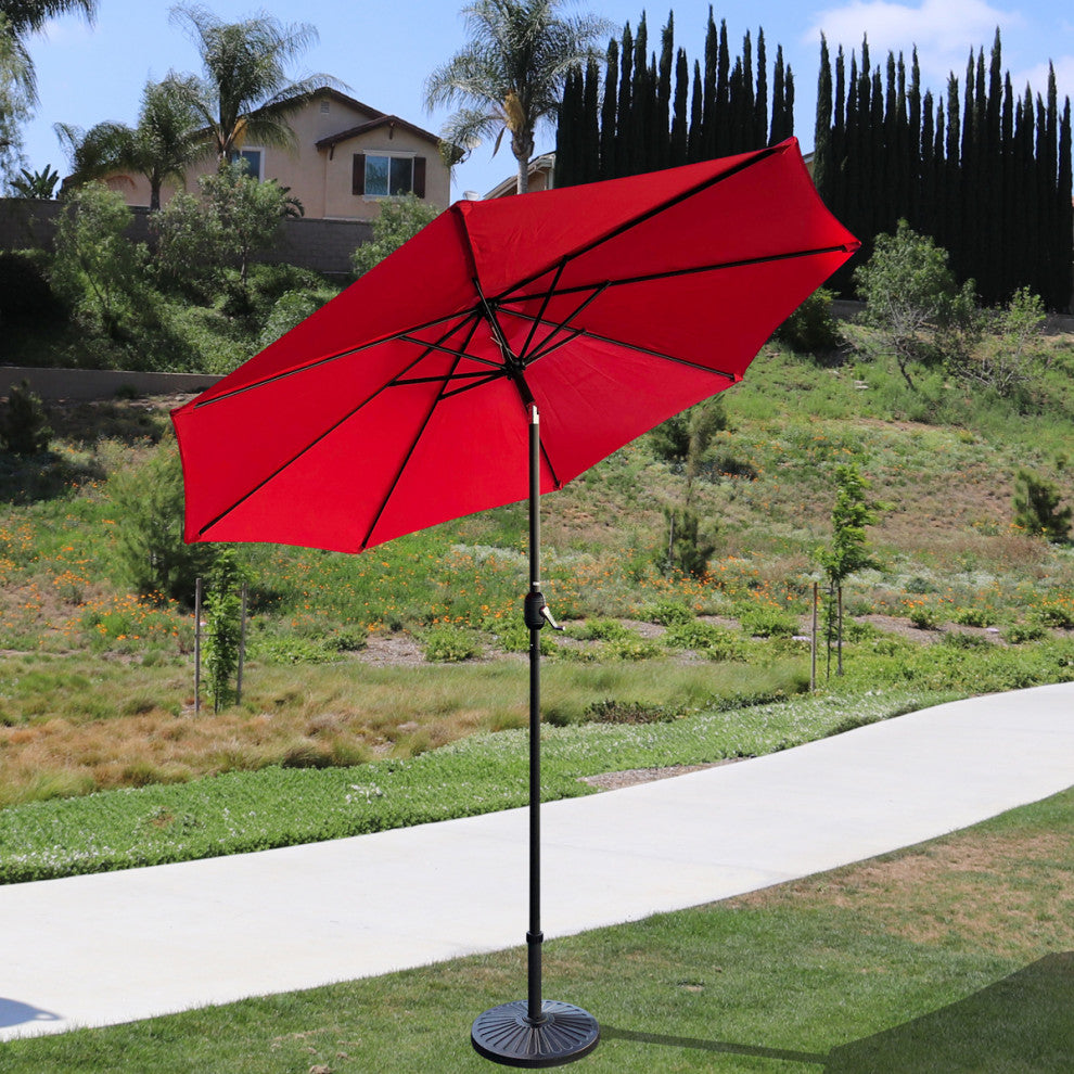 Davee 9' Round Outdoor Market Patio Umbrella With Tilt, Red