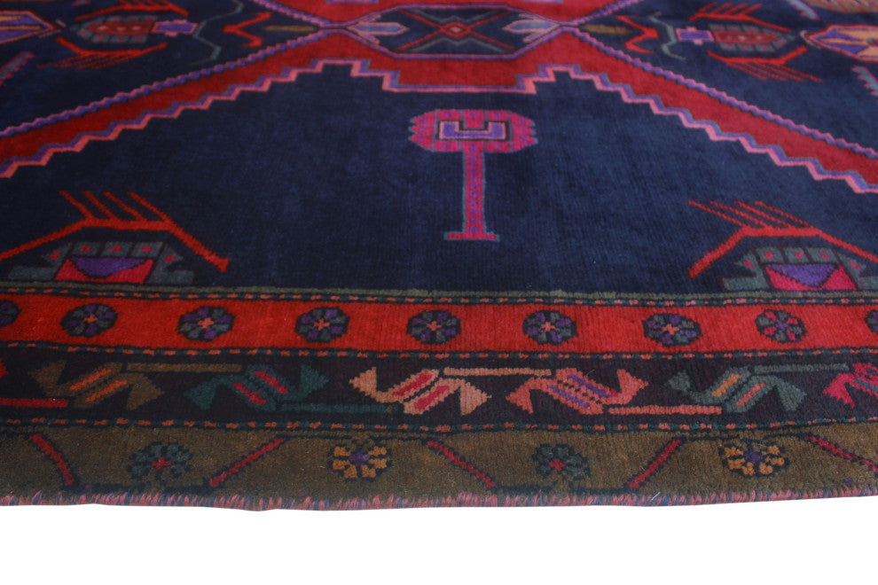 Fine Vintage Distressed Berkeley Navy/Orange Runner, 4'9x10'0