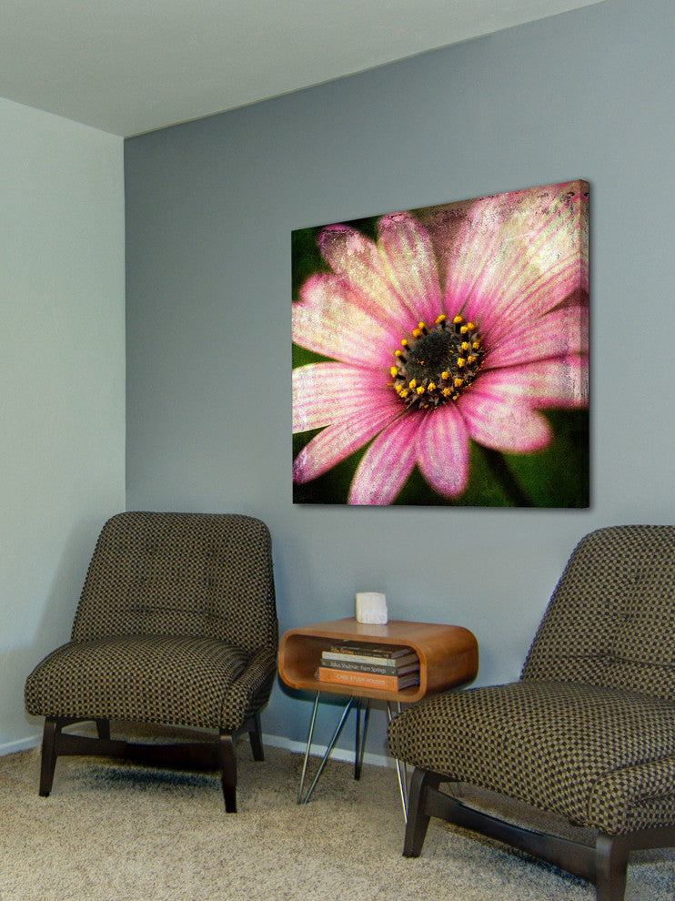 "Pink Daisy Panel 2" Painting Print on Canvas by Malek