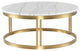 Nicola Round Coffee Table in White Marble and Brushed Gold Stainless Steel