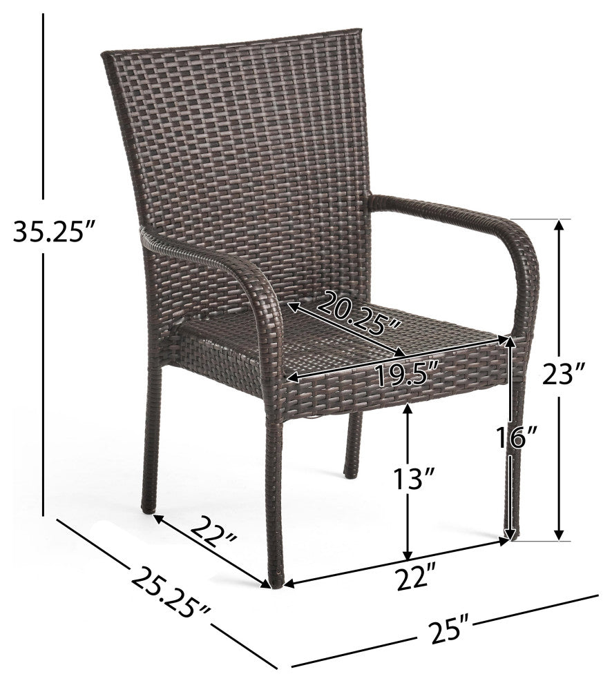 GDF Studio 7-Piece Kory Outdoor Multibrown Wicker Round Dining Set