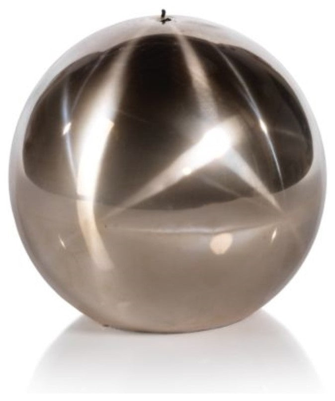 6" Tall Candle, Ball Shaped, Titanium Gold