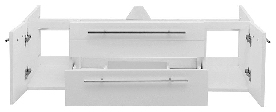 Lucera Wall Mount Double Undermount Sink Bathroom Cabinet, White, 48"