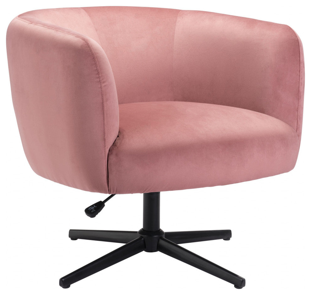 Gusto Glam Pink and Black Swivel Accent Chair