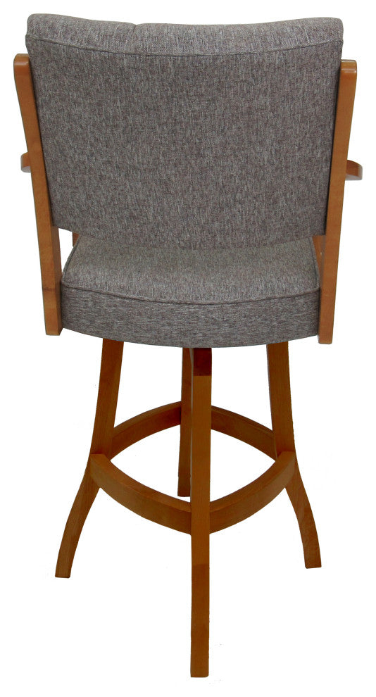 Swivel Counter Wood Bar Stool Casa on S-Base, Mojave Grey - Honey, 30"
