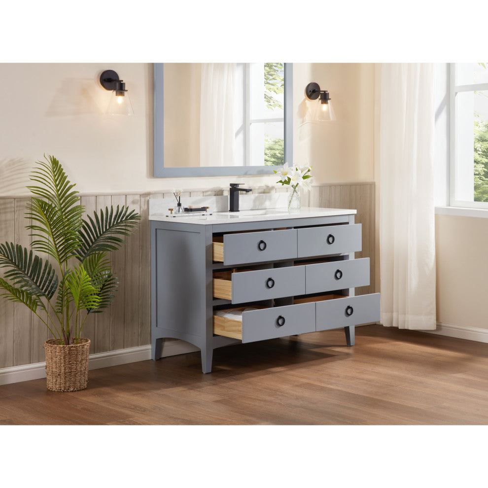 Legion Furniture WS2518 Series Bathroom Sink Vanity, Cadet, 48", Artificial Stone Top, Single Sink