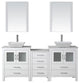Virtu Dior 74" Double Bathroom Vanity, White With Faucet and Mirrors