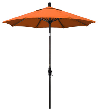 7.5' Bronze Collar Tilt Lift Fiberglass Rib Aluminum Umbrella, Sunbrella, Tuscan