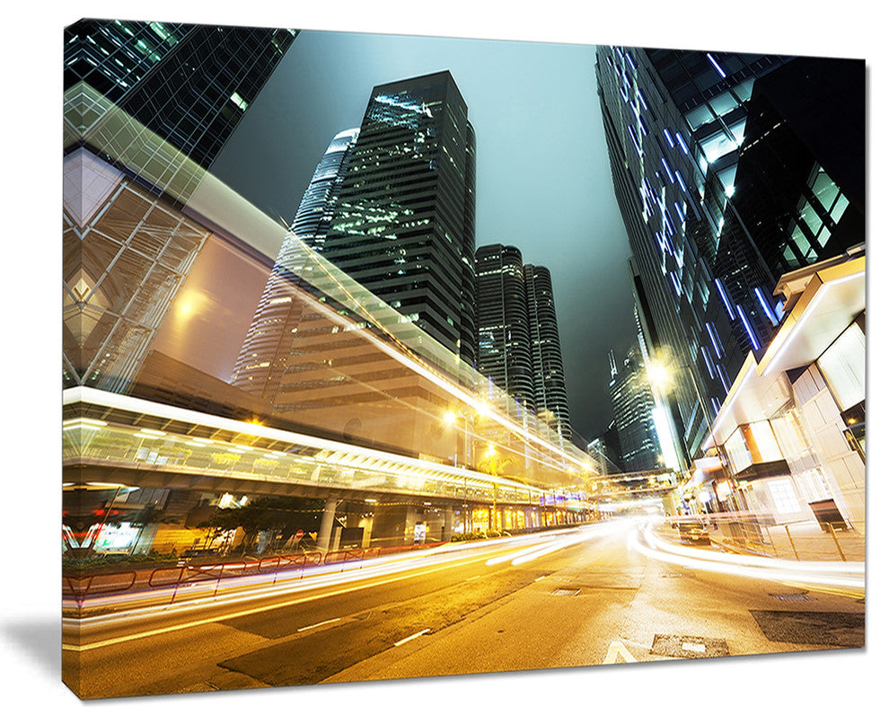 "Traffic in Hong Kong at Night" Canvas Print