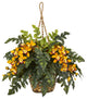 Nearly Natural Cymbidium Orchid & Fern Artificial Arrangement in Hanging Basket