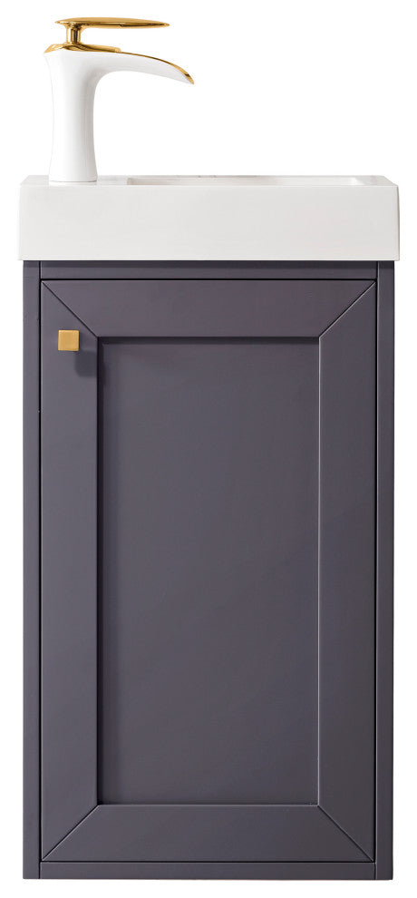 Chianti 16" Vanity, Mineral Gray, White Glossy Resin Countertop