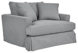 Ciara 53" Upholstered Chair and a Half in Pearl, Slate Gray