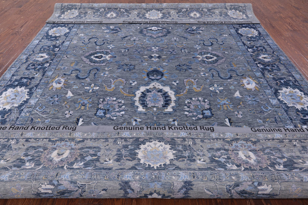 8' 11" X 11' 11" Hand Knotted Persian Wool and Silk Rug Q6956