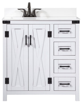Home Living 19" Farmhouse White-Light Bathroom Vanity