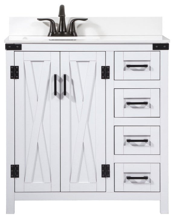 Home Living 19" Farmhouse White-Light Bathroom Vanity