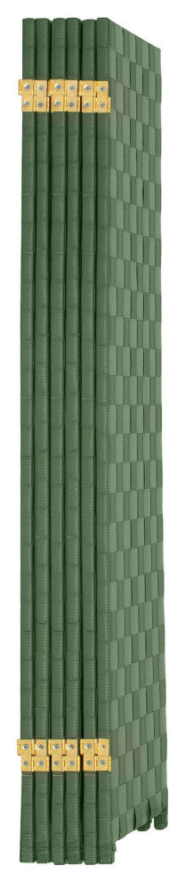 4 ft. Short Woven Fiber Outdoor All Weather Room Divider 6 Panel Green