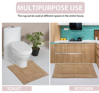 Classy Bath Rugs Set, 24"x40" Rectangle, Linen