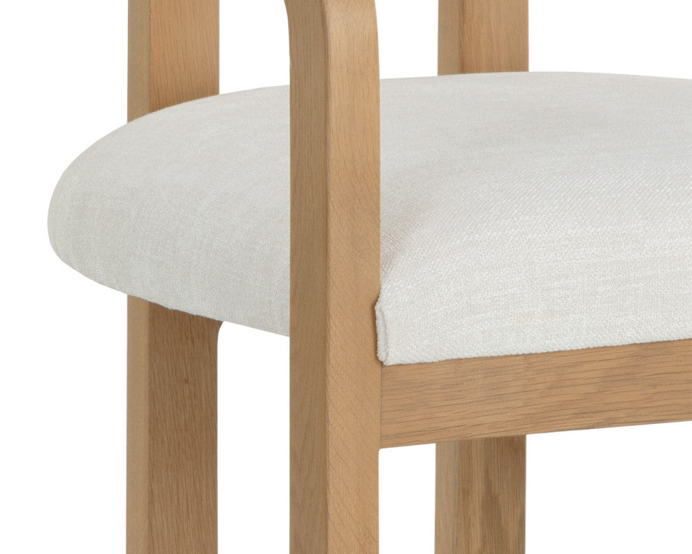 Madrone Dining Armchair, Rustic Oak, Heather Ivory Tweed