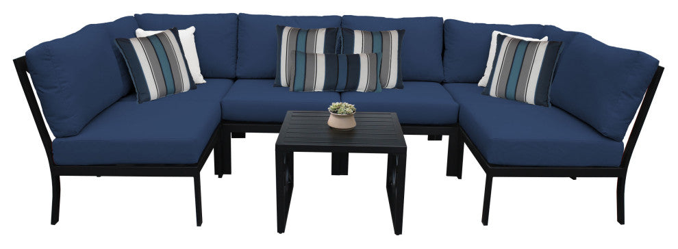 kathy ireland Madison Ave. 7 Piece Aluminum Patio Furniture Set 07c, Midnight