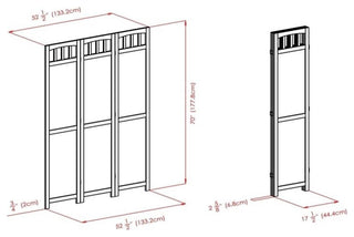 Pemberly Row Transitional Solid Wood Folding Screen in Antique Walnut