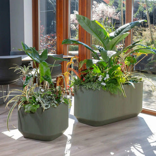 TruDrop Self-Watering Modular Privacy Planter Box, White, 40"x14"x30"H