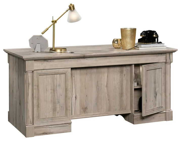 Classic Rustic Desk, Ample Storage Space & Worktop With Grommets, Split Oak