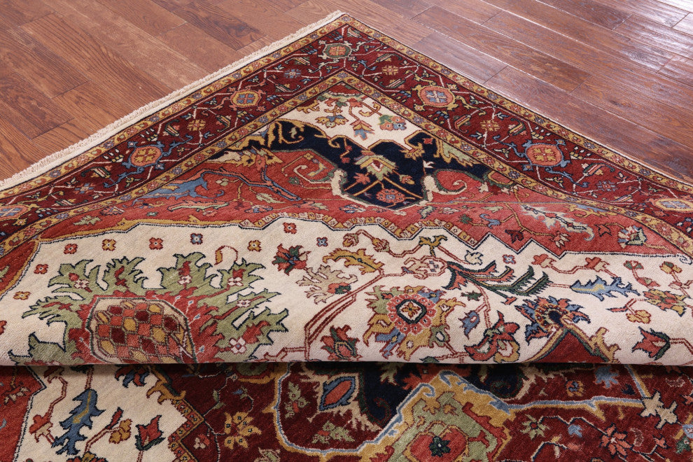 7' 11" X 10' 0" Handmade Persian Fine Serapi Wool Rug - Q14686