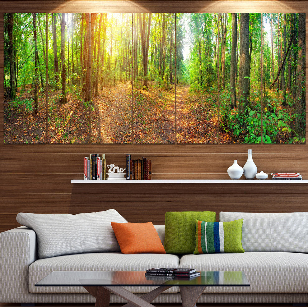 Dense Forest Panorama, Landscape Canvas Art Print, 83"x32", 7 Panels
