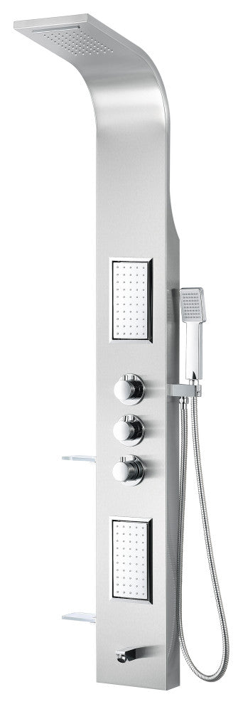 ANZZI Mesmer 58" Full Body Shower Panel, Brushed Steel