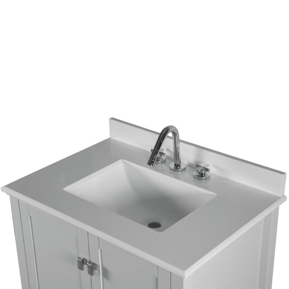 31" Single Vanity, Light Gray With Engineered Stone Top