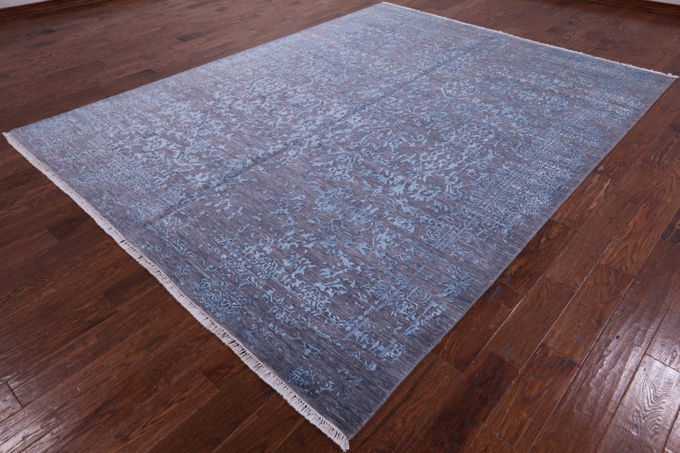 8' 1" X 10' 4" Modern Hand-Knotted Wool and Silk Rug Q8436