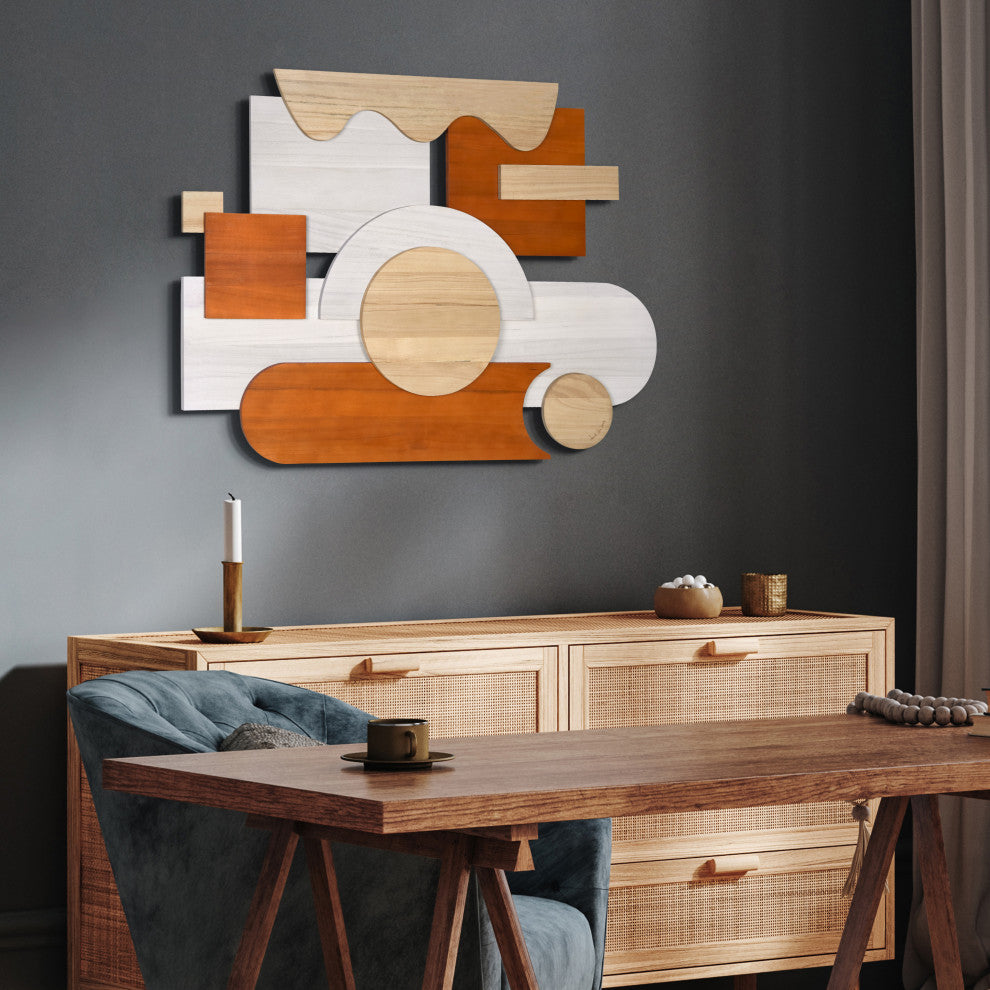 "Cinnamon Dreamscape" Hand Made Wood Abstracts Wall Art, Ap-104b-4030-08