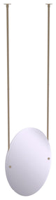 Frameless Oval Ceiling Hung Mirror with Beveled Edge, Antique Pewter