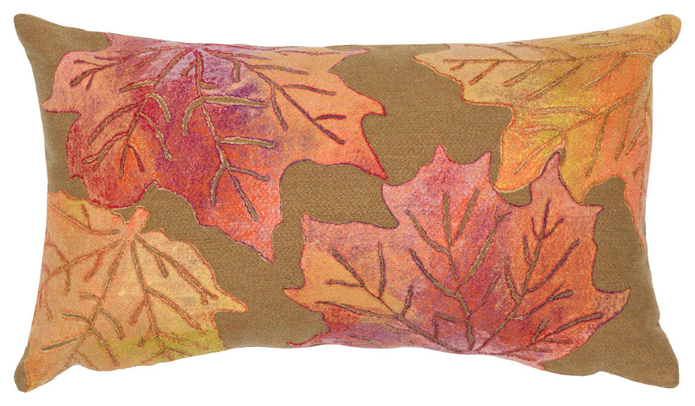 Visions IV Leaf Toss Indoor/Outdoor Pillow Flame Caramel 12"x20"