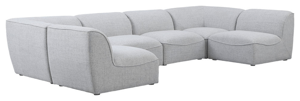 Miramar Linen Textured Fabric  6-Piece Modular U-Shaped Sectional, Grey