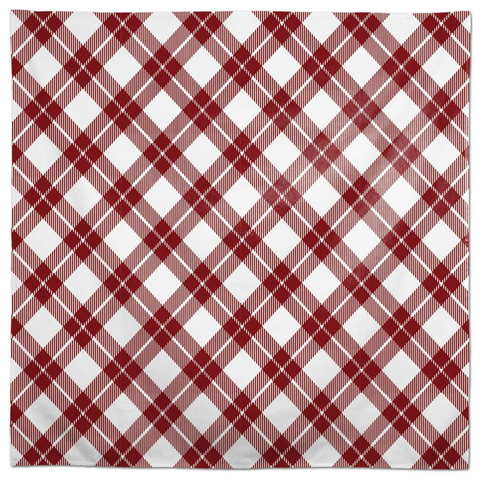 Diagonal Plaid Red 58x58 Tablecloth