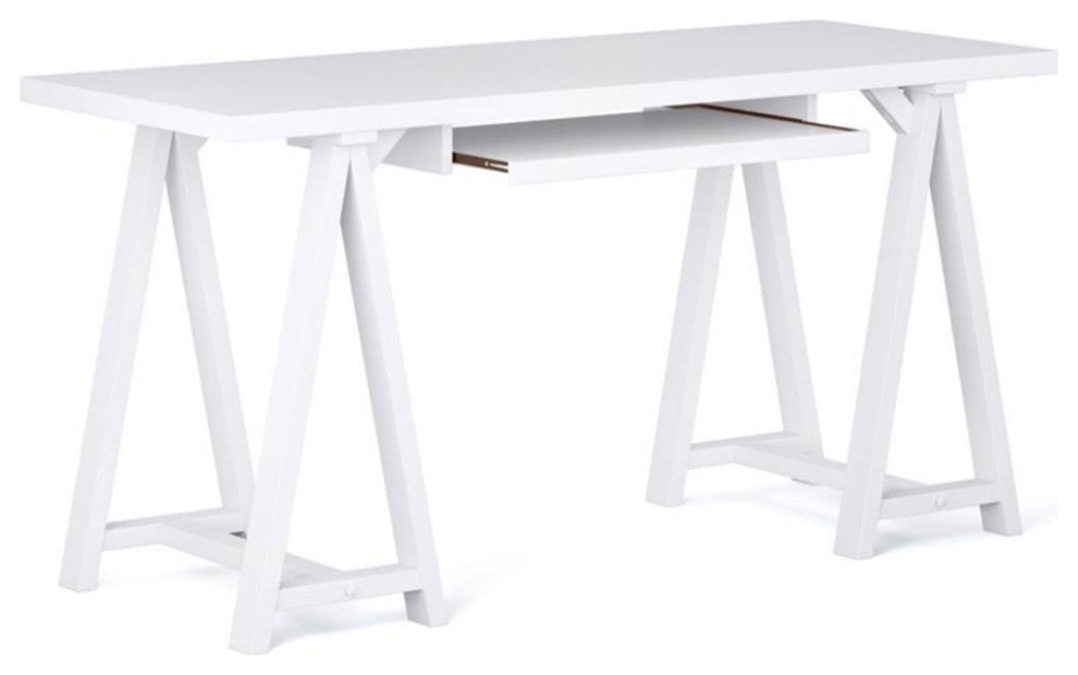 Sawhorse Solid Wood Desk In White