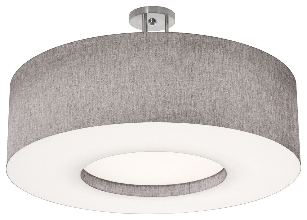 Montclair 30" LED Semi-Flush Mount, Satin Nickel Finish, Gray Shade