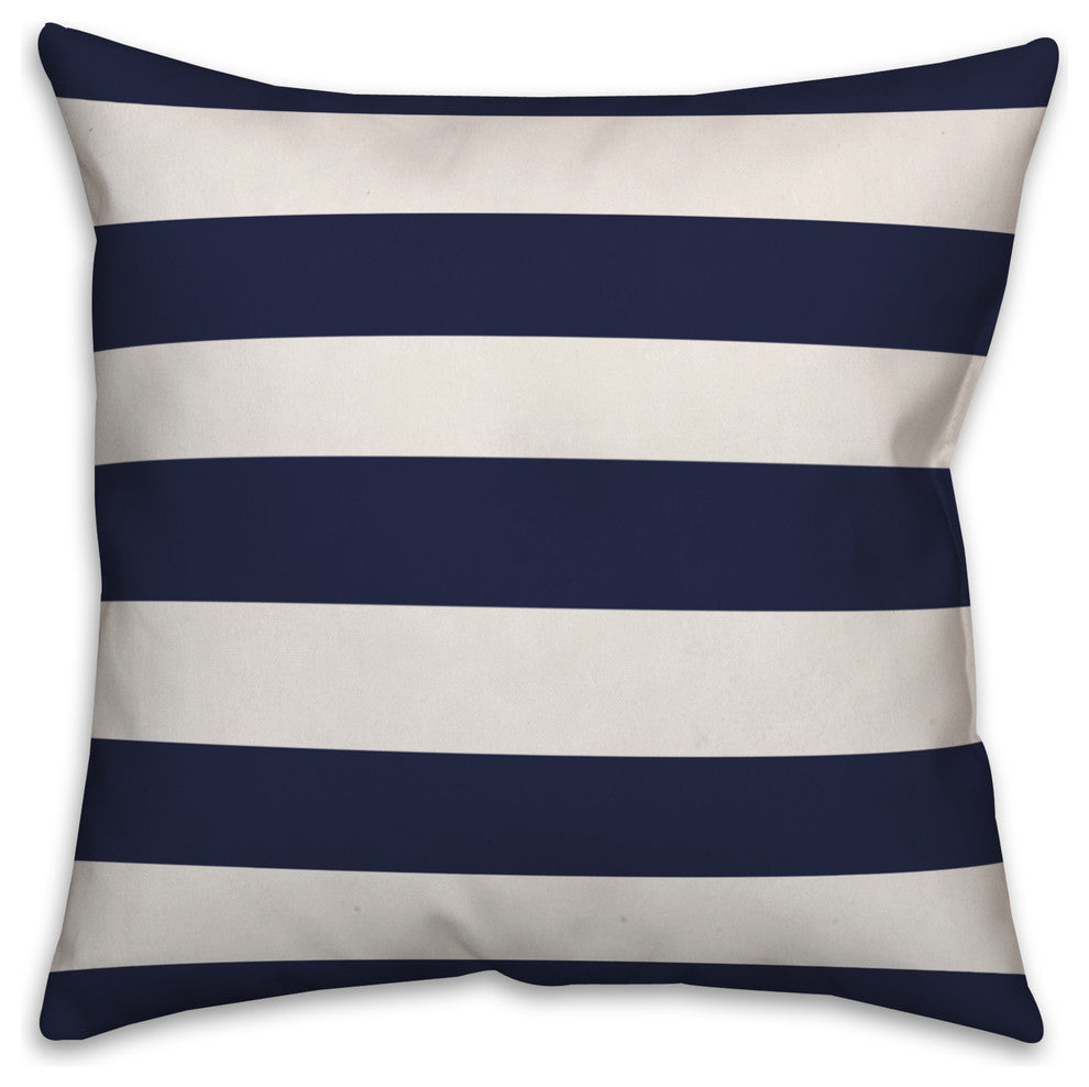 Navy Cabana Stripe 18x18 Throw Pillow Cover