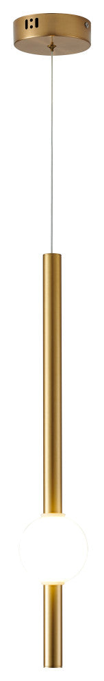 Gold Single Pendant Light with a White Acrylic Shade